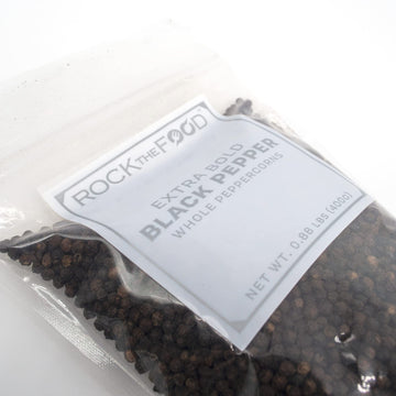 Rock The Food | Whole Black Peppercorns For Grinder 400G | Perfect For Refilling Grinders And Great For Seasoning Jars.