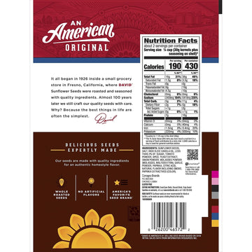 DAVID Roasted and Salted Bar-B-Q Jumbo Sunflower Seeds, 5.25 oz, 12 Pack