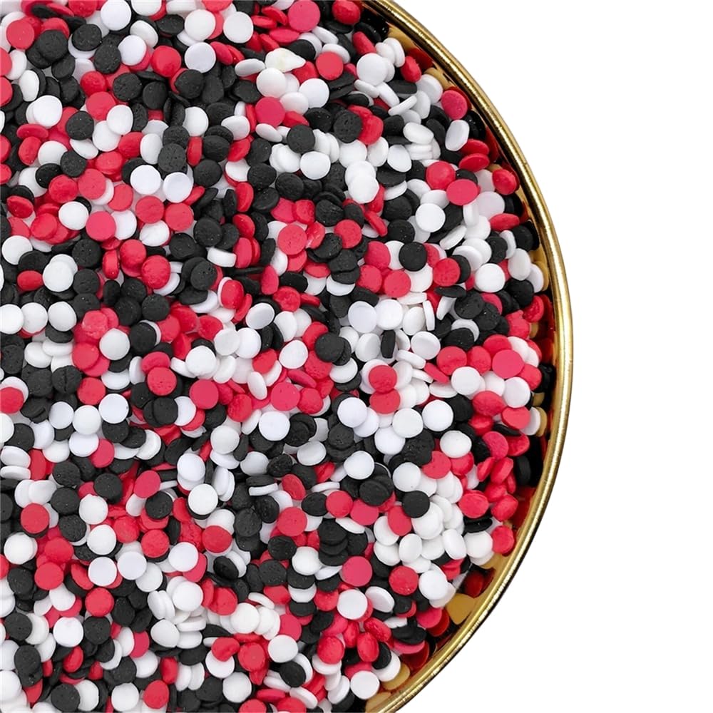 NIPEOR Rainbow Sprinkles,Red Black Confetti Sprinkles 3.53oz/100gEdible Sprinkle Topping Confetti Sprinkles, Round Sprinkles for