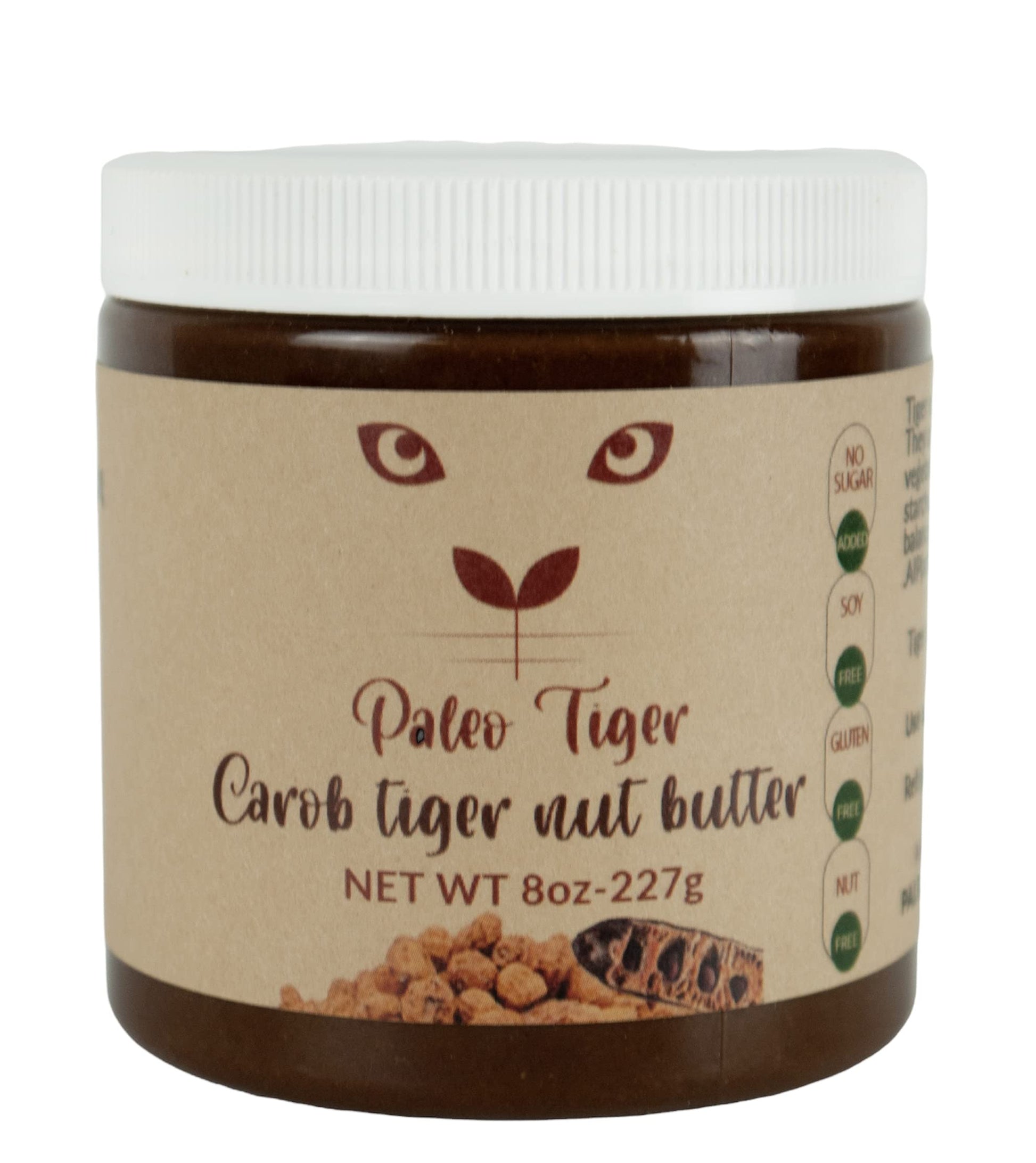 PALEO TIGER | CAROB Tiger Nut Butter | AIP and Paleo Compliant | Nut Free High Prebiotic Ingredients | No Sugar Added | Whole 30