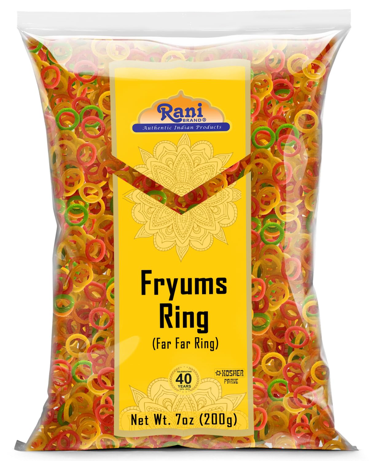 Rani Fryums Wheat & Tapioca Pellet Ring Shape 7oz (200g) - Vegan, Kosher, Uncooked Snack
