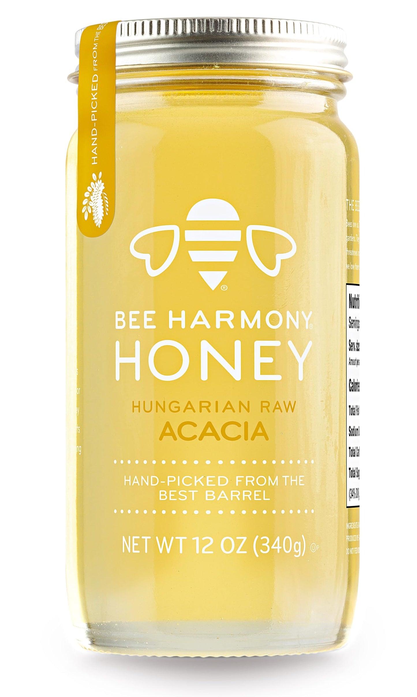 Bee Harmony Raw Acacia Honey, 12 Ounce, Natural, Pure, Pack of 1