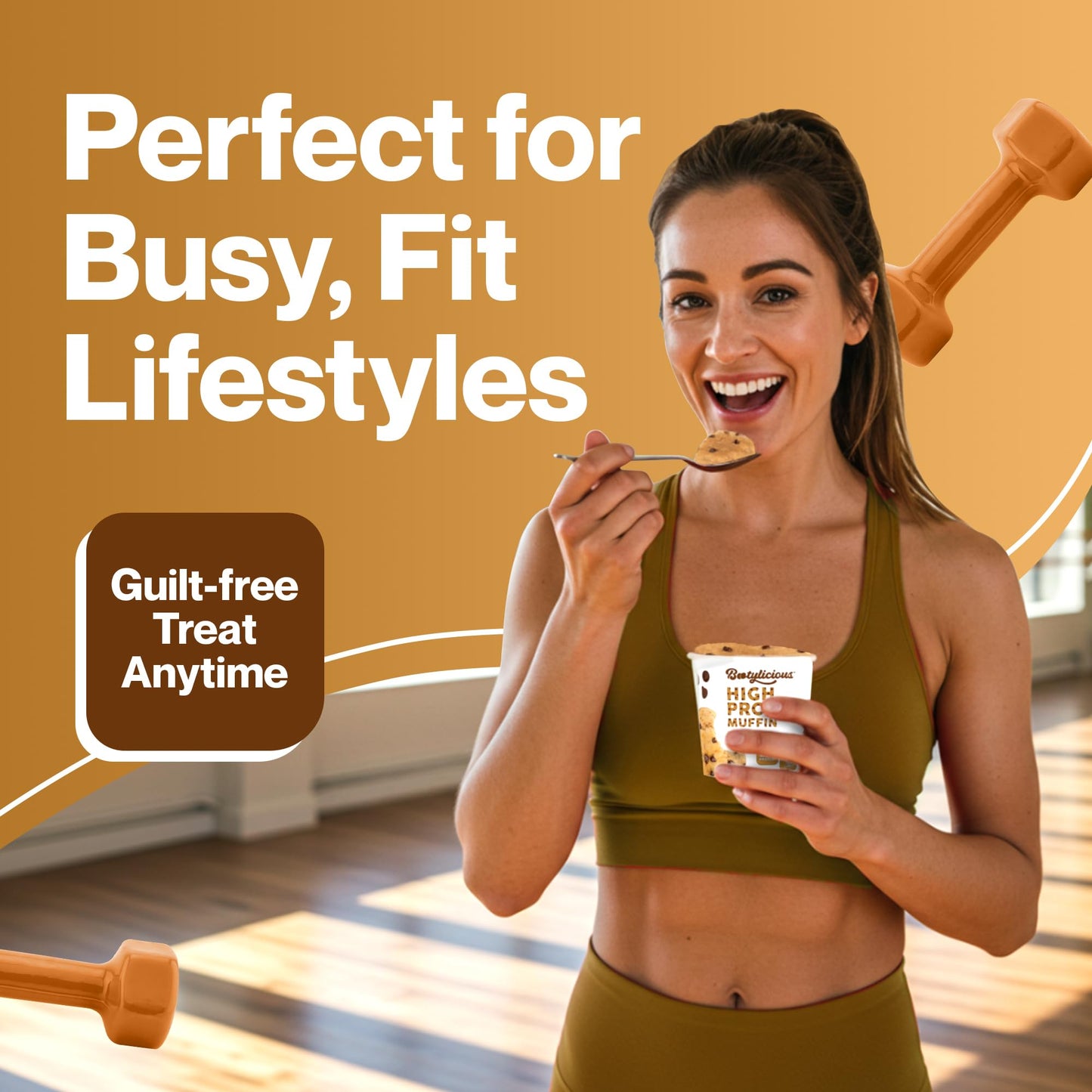 Bootylicious | High-Protein Muffin | 25g Protein  7g Net Carbs  1.86-1.76oz Cup  12-Pack (Chocolate Chip)