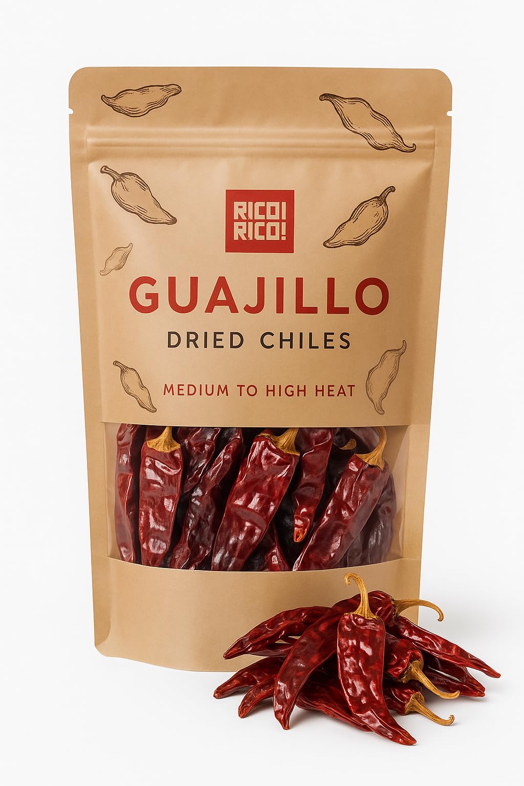 RICO RICO Dried Guajillo Chile Peppers 4 Oz - Premium Natural Mexican Chili for Mole, Tamales, Salsa & More - Mild to Medium Hea