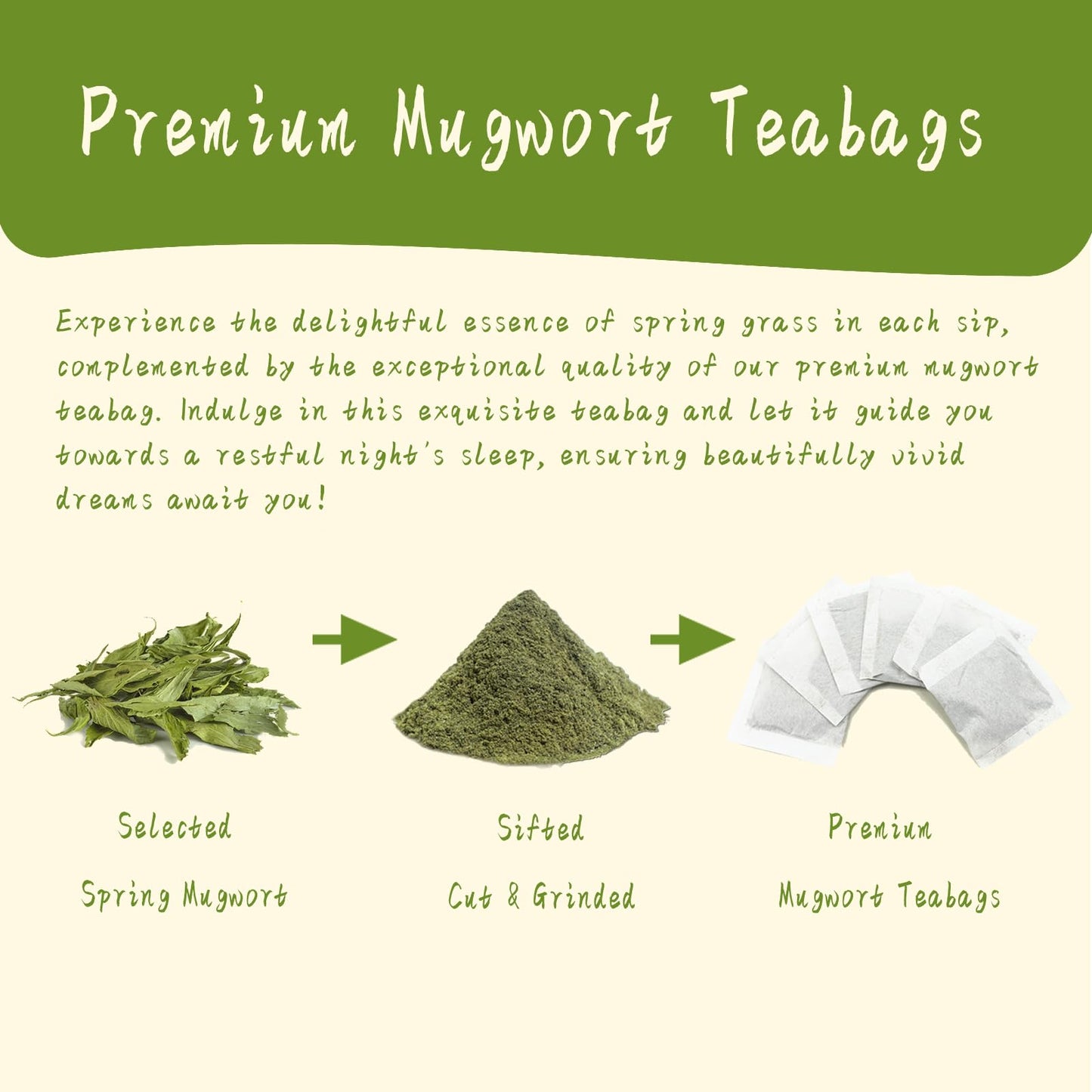 Jarteela Mugwort Tea Bags - Natural Herbal Tea for Digestion, Caffeine-Free, Non-GMO, 50 Count