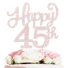 Happy 45Th Birthday Rose Gold Rhinestone Cake Topper - 45Th Birthdayanniversary,Cheers To 45 Years Old Bday Party Metal Sparkly