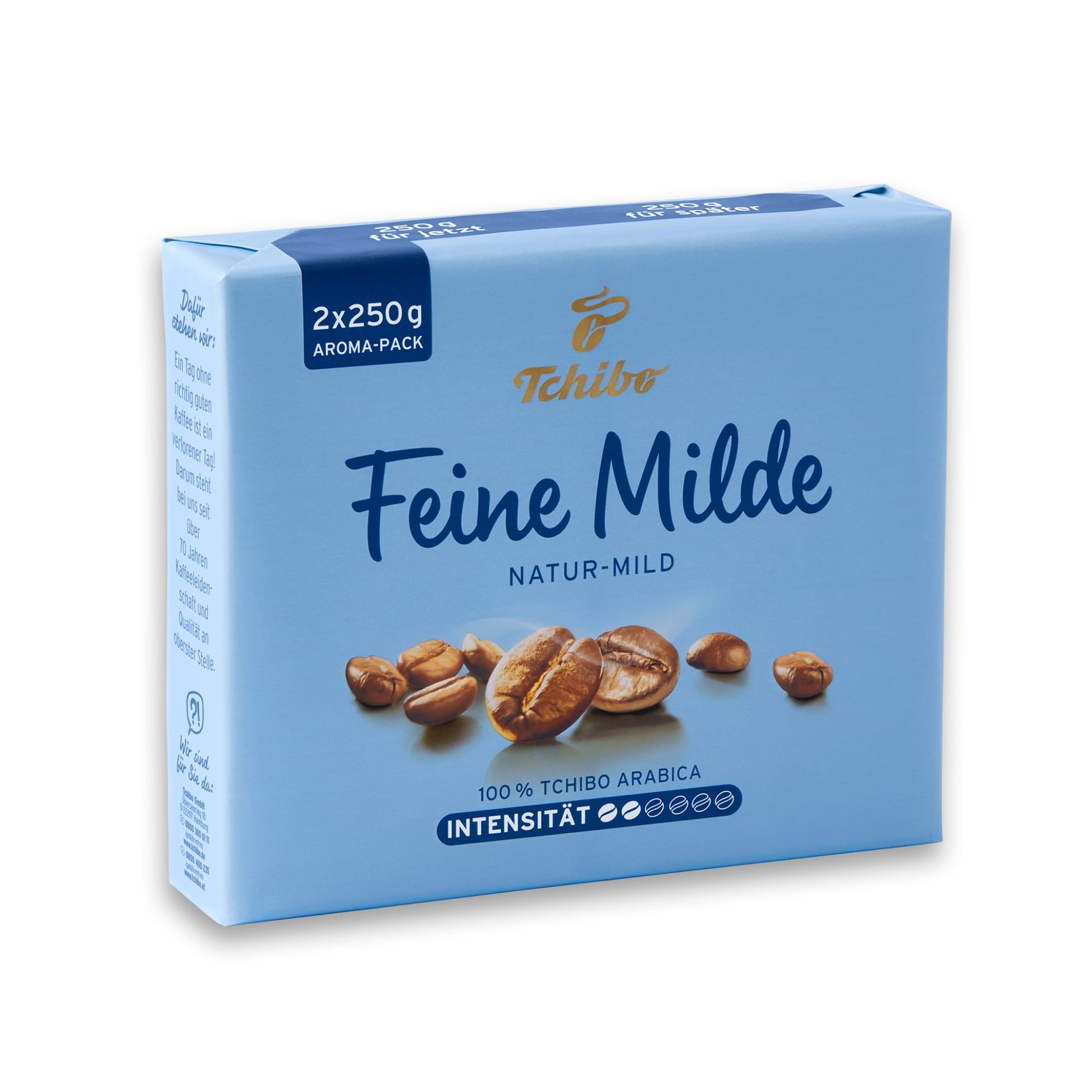 Tchibo Roasted Ground Coffee – Feine Milde - Light Roast Arabica Beans For A European Style Coffee – Intensity 2/6, Acidity 3/6, Roast Level 2/6 – 17.6 Oz