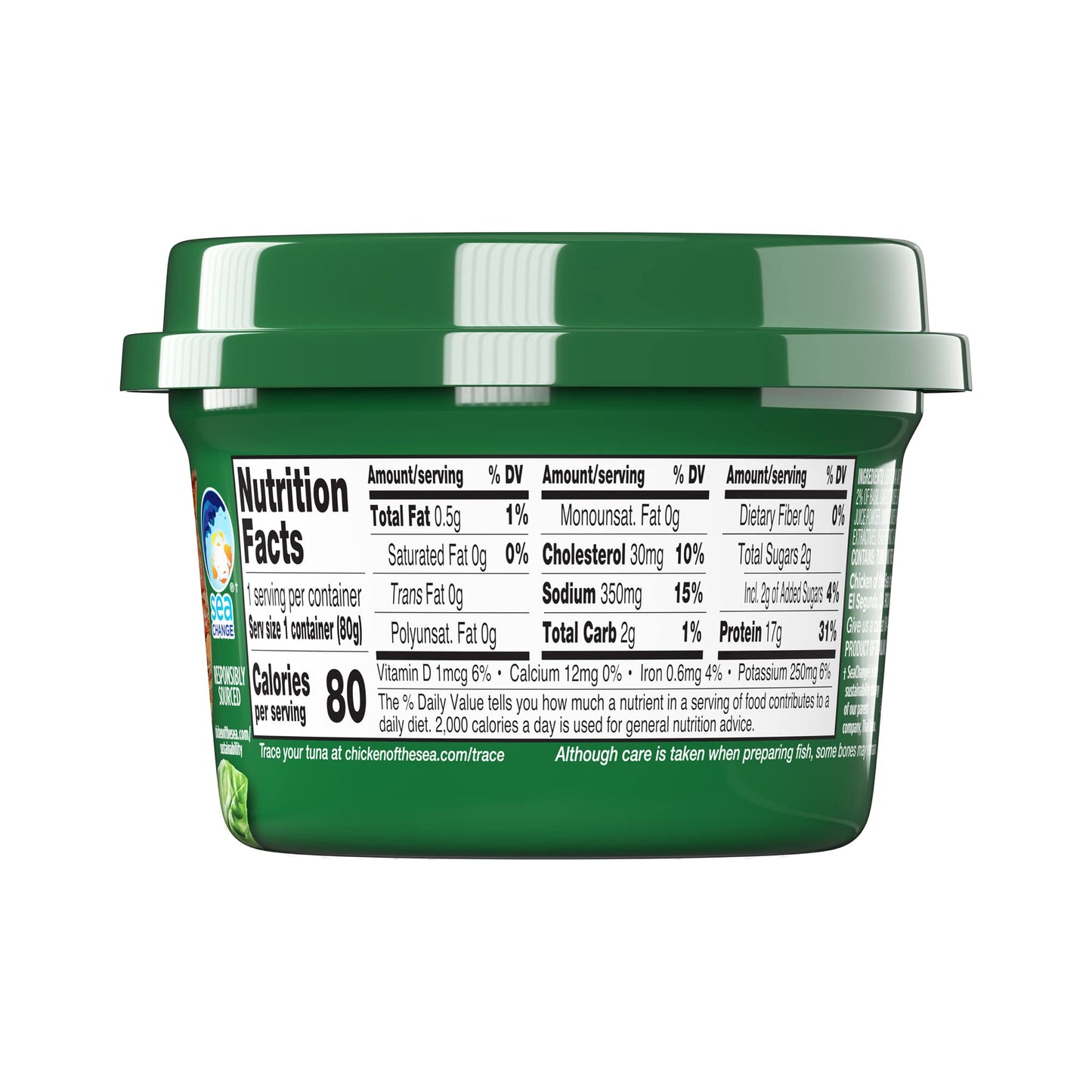 Chicken Of The Sea Infusions Tuna, 2.8 Ounce Cups (Pack Of 6), Wild Caught Tuna, Basil