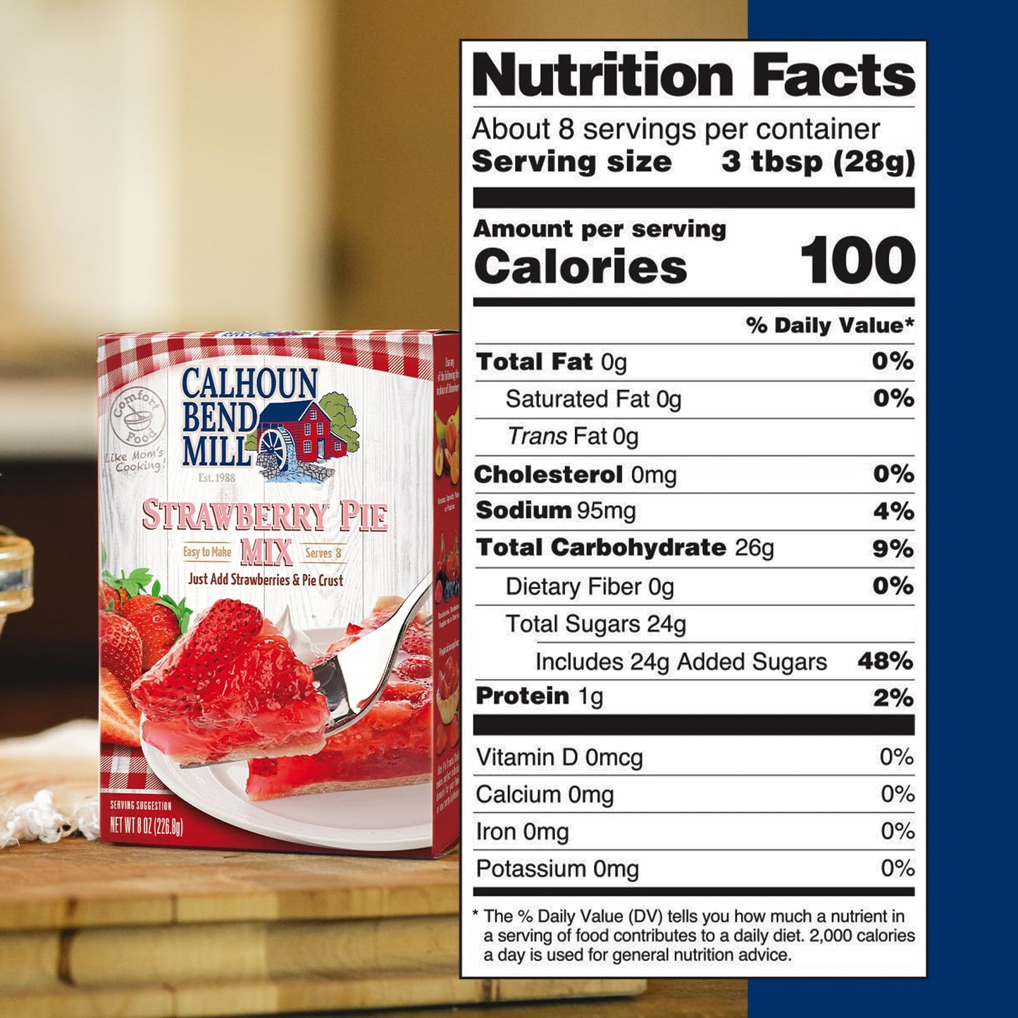 Calhoun Bend Mill Strawberry Pie Mix | Easy And Delicious Homemade Strawberry Pie Filling | Perfect For Baking, Desserts, And Tr