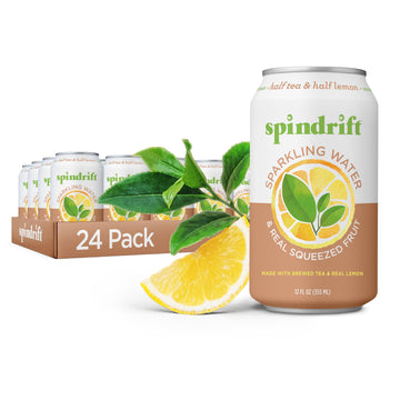Spindrift Sparkling Water, Half Tea & Half Lemon Flavored, Made With Real Squeezed Fruit, 12 Fl Oz Cans, Pack Of 24 (Only 5 Calo
