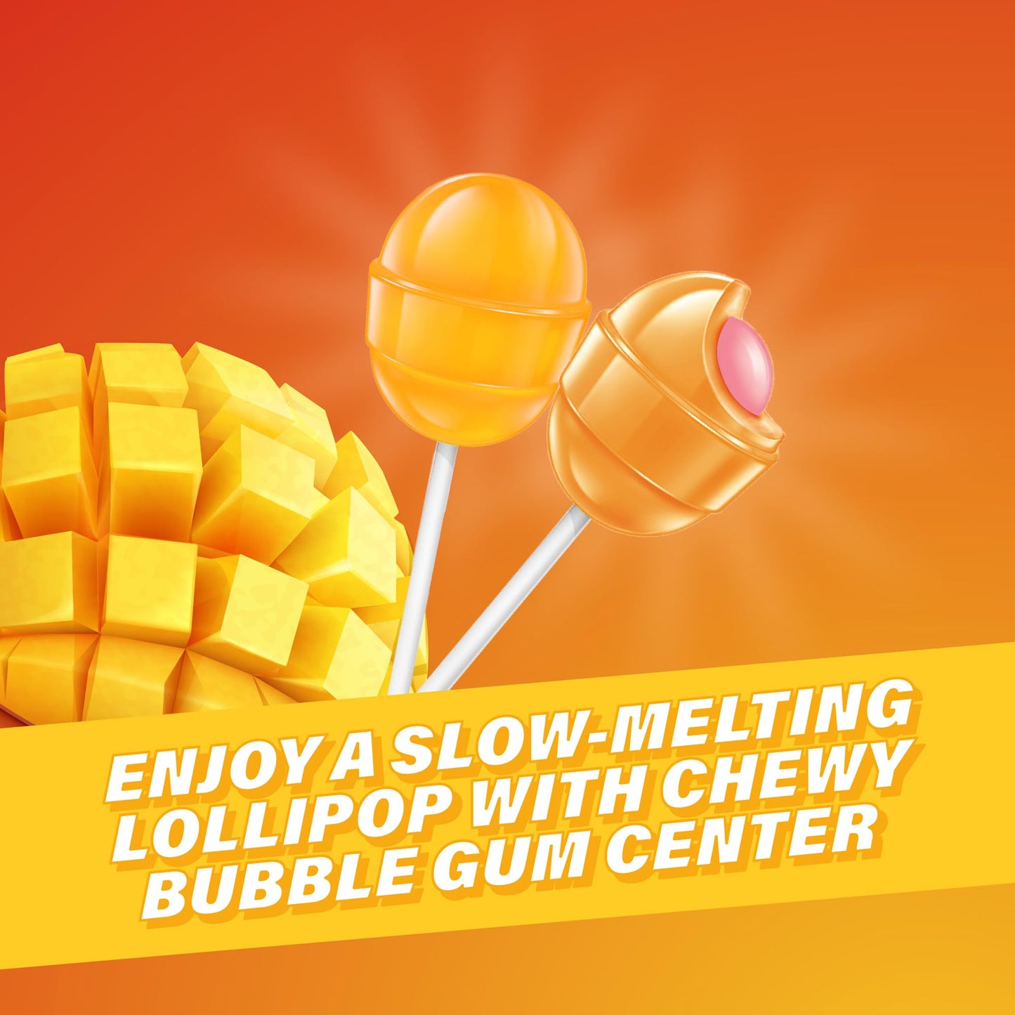 Colombina Bon Bon Bum Lollipops Mango Flavor, 24 Count (Pack of 2)