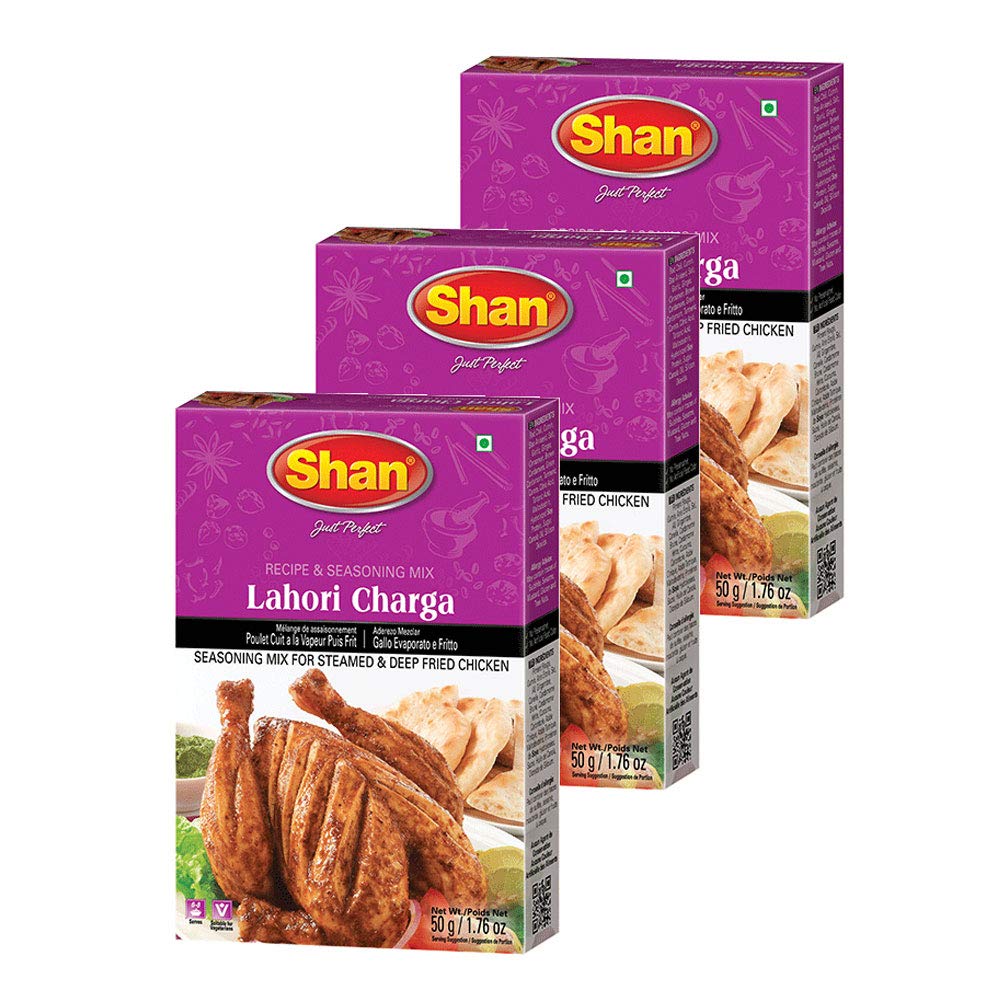 Shan Lahori Chargha Seasoning Mix - Spice Powder for Chicken - 1.76oz (Pack of 3) - Vegetarian Friendly - Airtight Bag in Box