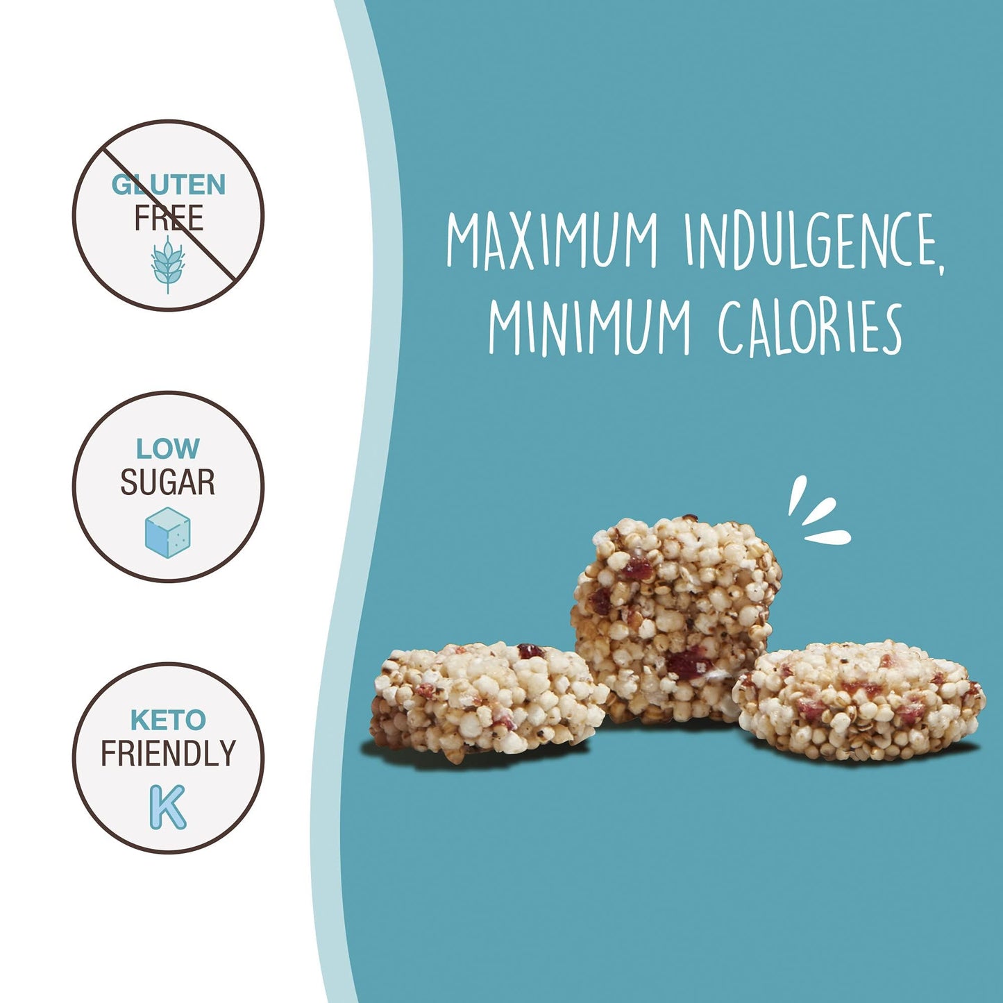 Don t Worry Chocolate Quinoa Bites - Low Calorie Snacks, Only 4 Calories per Piece, Healthy Granola Mini Bars, Low Carb Quinoa