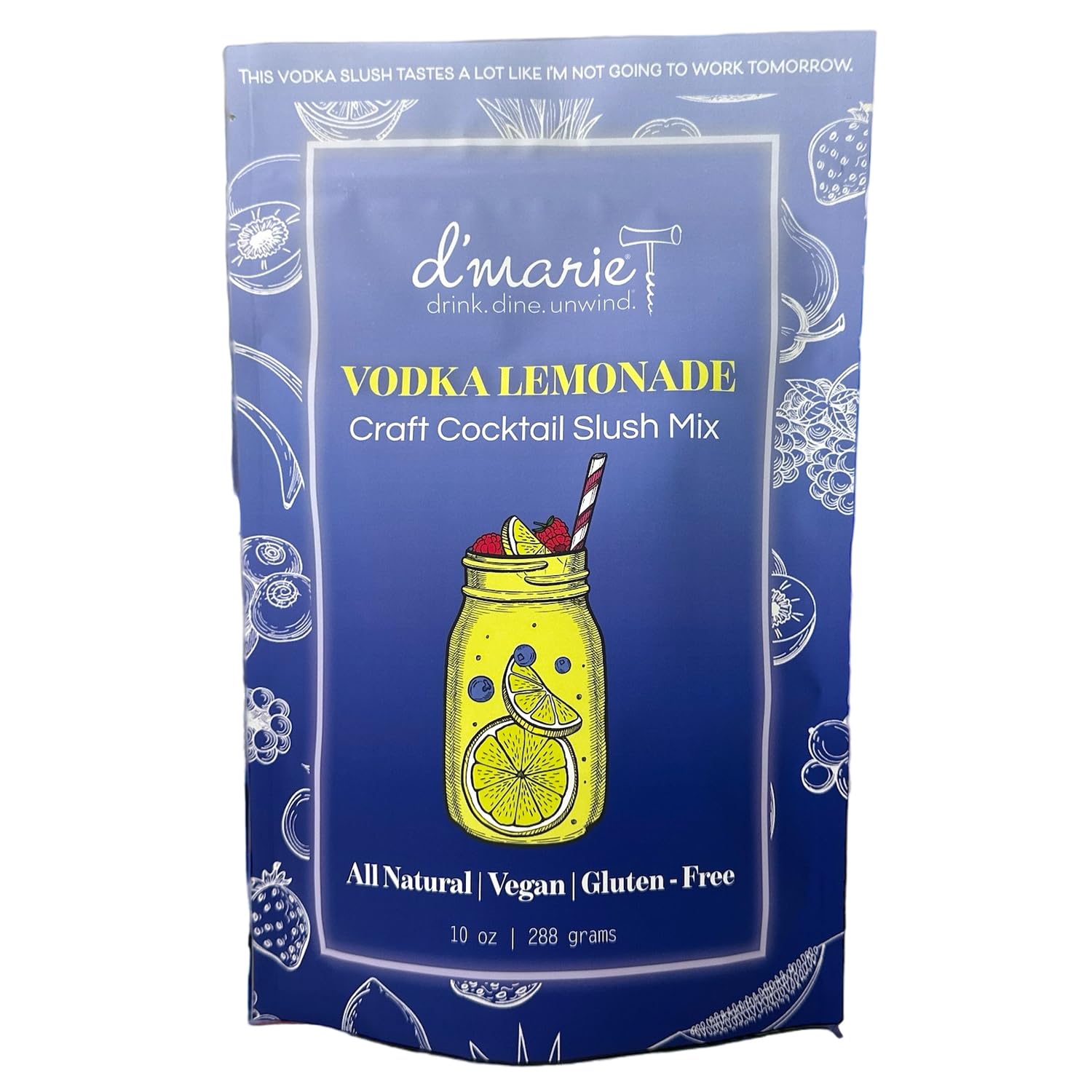 DMARIE Frozen Cocktail Drink Mix, Low Sugar Mixer, 10 Ounce Pouch, Makes 10 Slushies, No Blender Needed