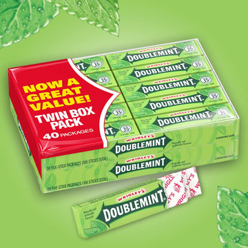 Wrigleys Doublemint Chewing Gum 5 Stick Packs 40 Count (Pack Of 2)