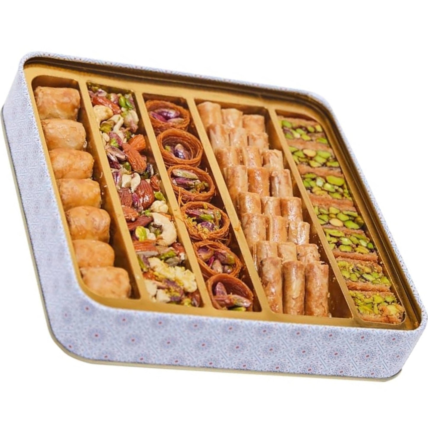 Sarah'S Candy Factory 1.1 Lb Assorted Premium Baklava Pastry Gift Box Halal Snacks, 500 Gr In A Metal Box Turkish Dessert Ideal