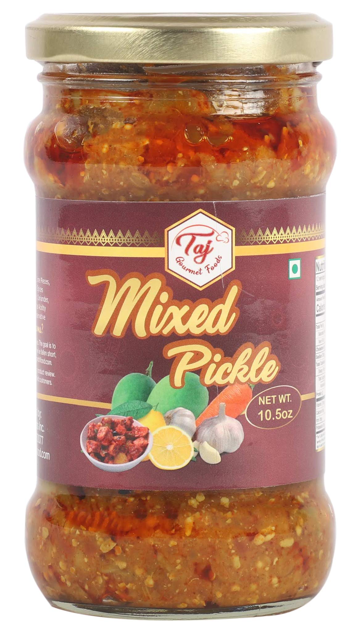 TAJ Gourmet Mixed Pickle, (Mix Achar), 300g (10.5oz)