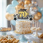 Happy 70Th Birthday Cake Topper, Black And Gold Glitter Cake Toppers, 70 Year Birthday Party Cake Decoration