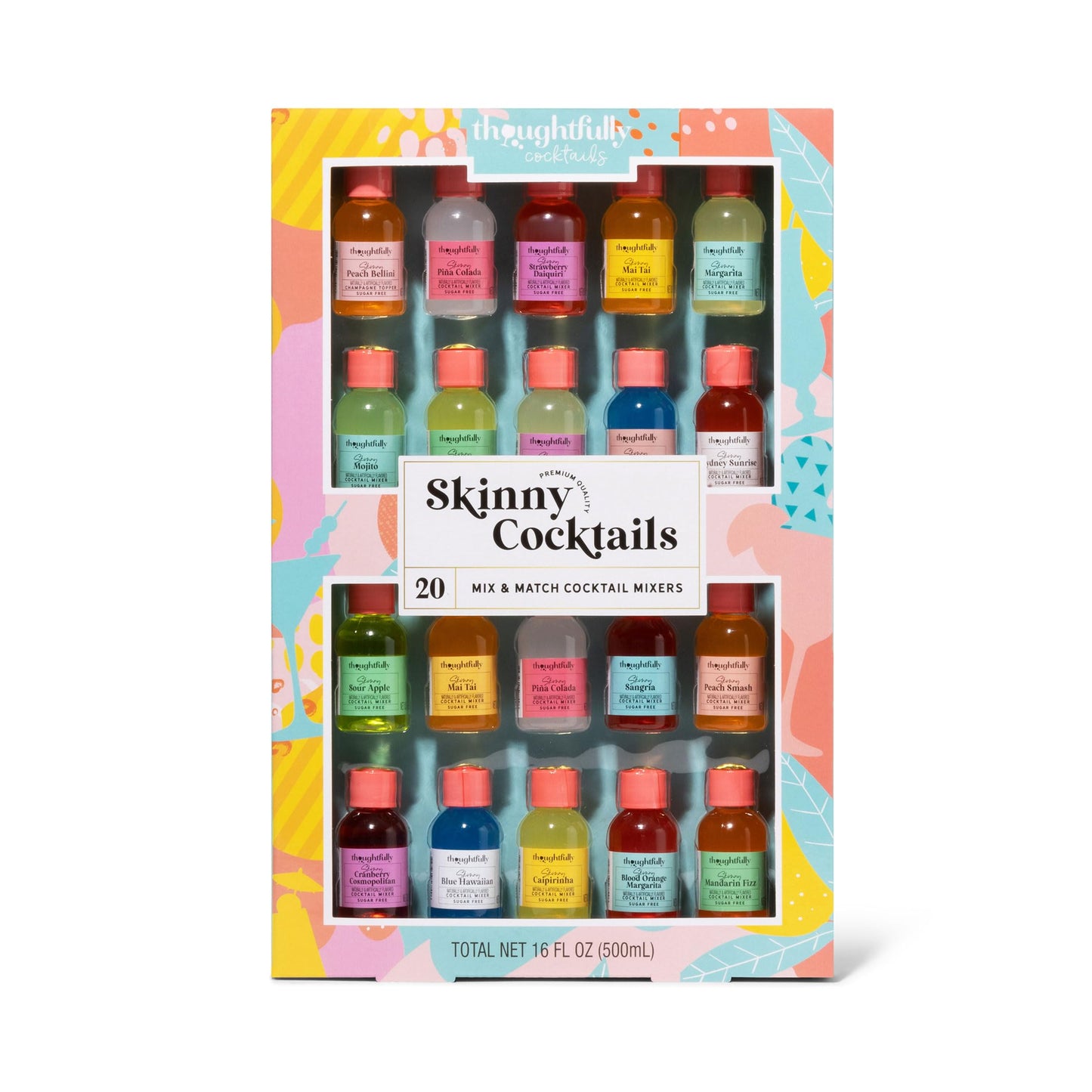 Thoughtfully Skinny Cocktail Mixers, Vegan & Vegetarian, Pack of 20, Sugar-Free, Sampler Variety
