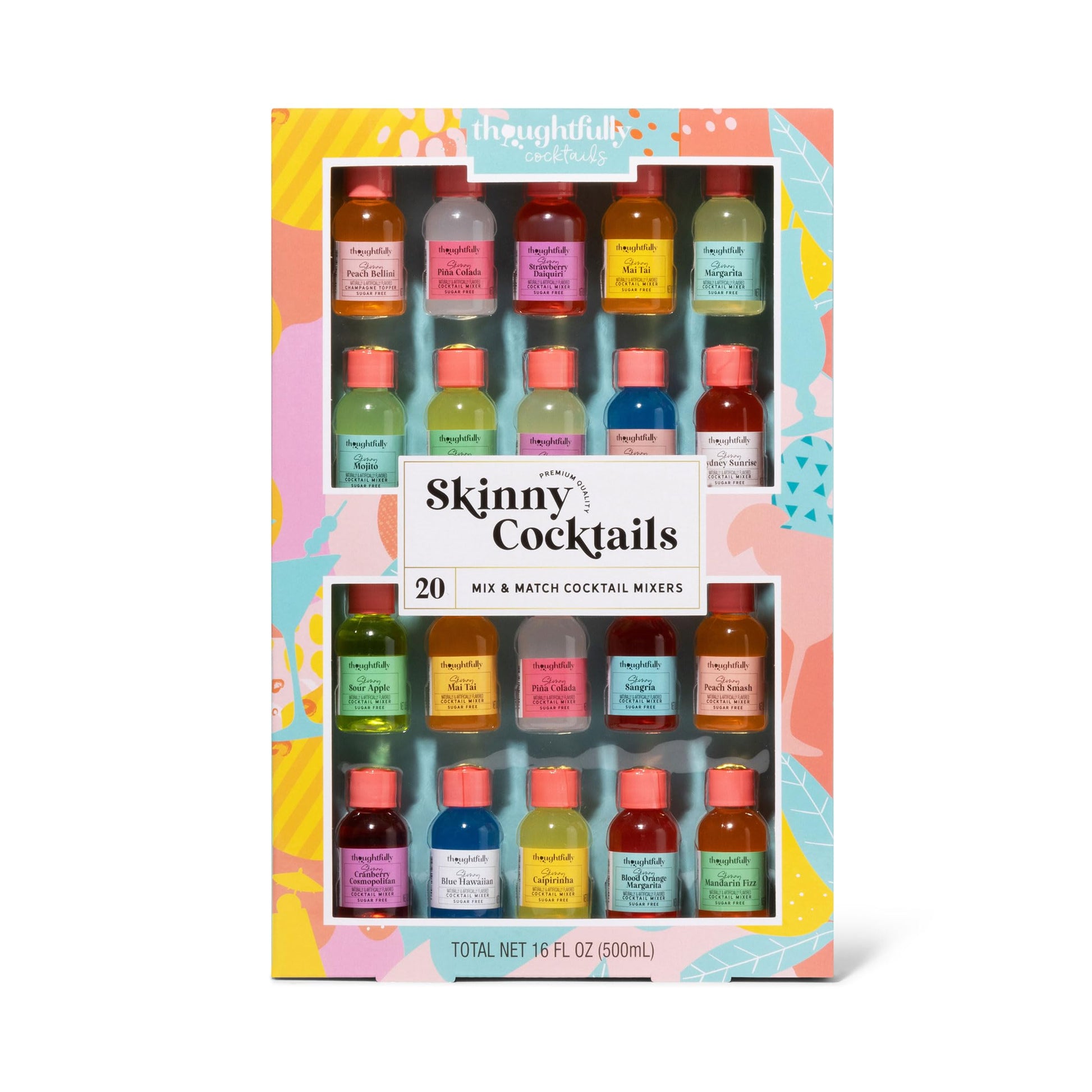 Thoughtfully Skinny Cocktail Mixers, Vegan & Vegetarian, Pack of 20, Sugar-Free, Sampler Variety