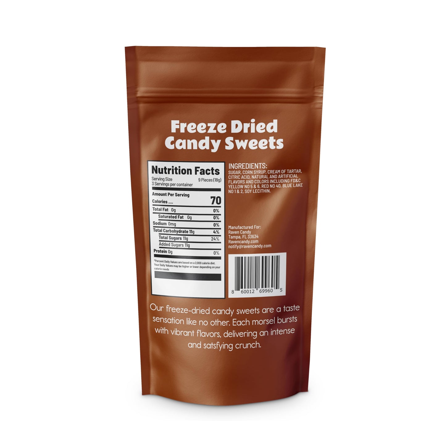 Raven Candy Cinnamon Blasts Freeze Dried Candy 1.5 oz | Crunchy & Zesty | Perfect for On-The-Go Snacking | Light & Airy Sweet Tr