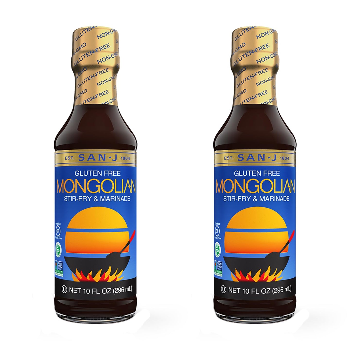 San-J - Gluten Free Mongolian Sauce - Bold And Flavorful Sauce For Cooking - Non-Gmo - 10 Oz. Bottles - 2 Pack