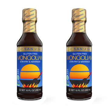 San-J - Gluten Free Mongolian Sauce - Bold And Flavorful Sauce For Cooking - Non-Gmo - 10 Oz. Bottles - 2 Pack