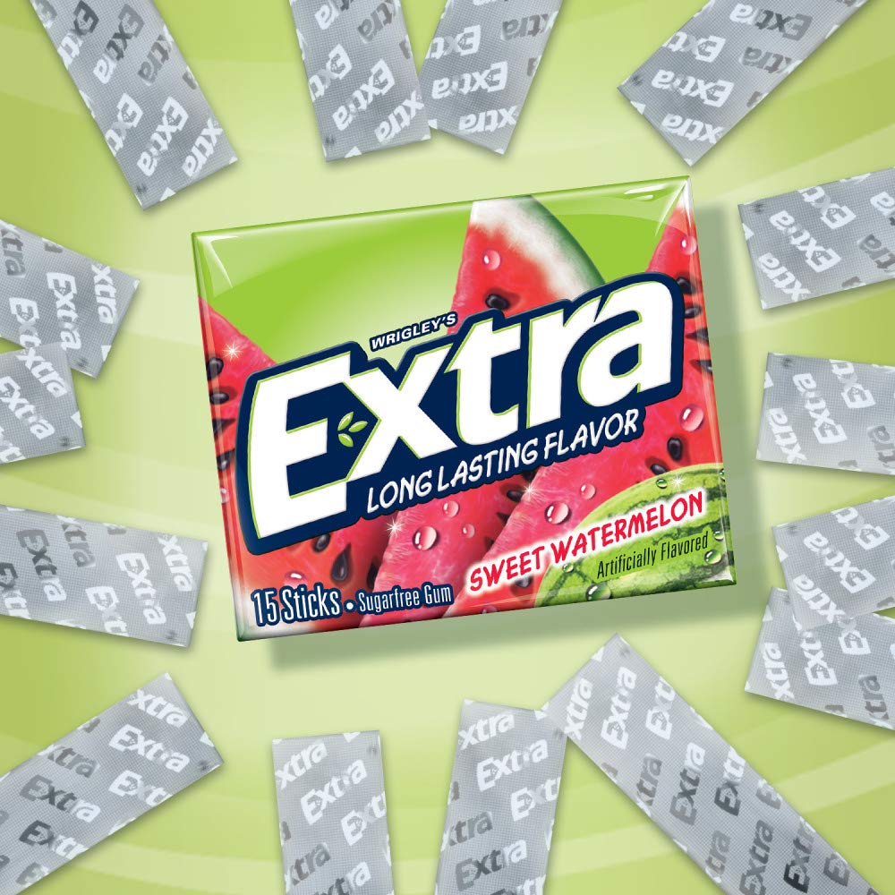 EXTRA Gum Sweet Watermelon Sugarfree Gum Bulk, Individually Wrapped, Long-Lasting Juicy Watermelon Flavor, Perfect for Fresh Bre