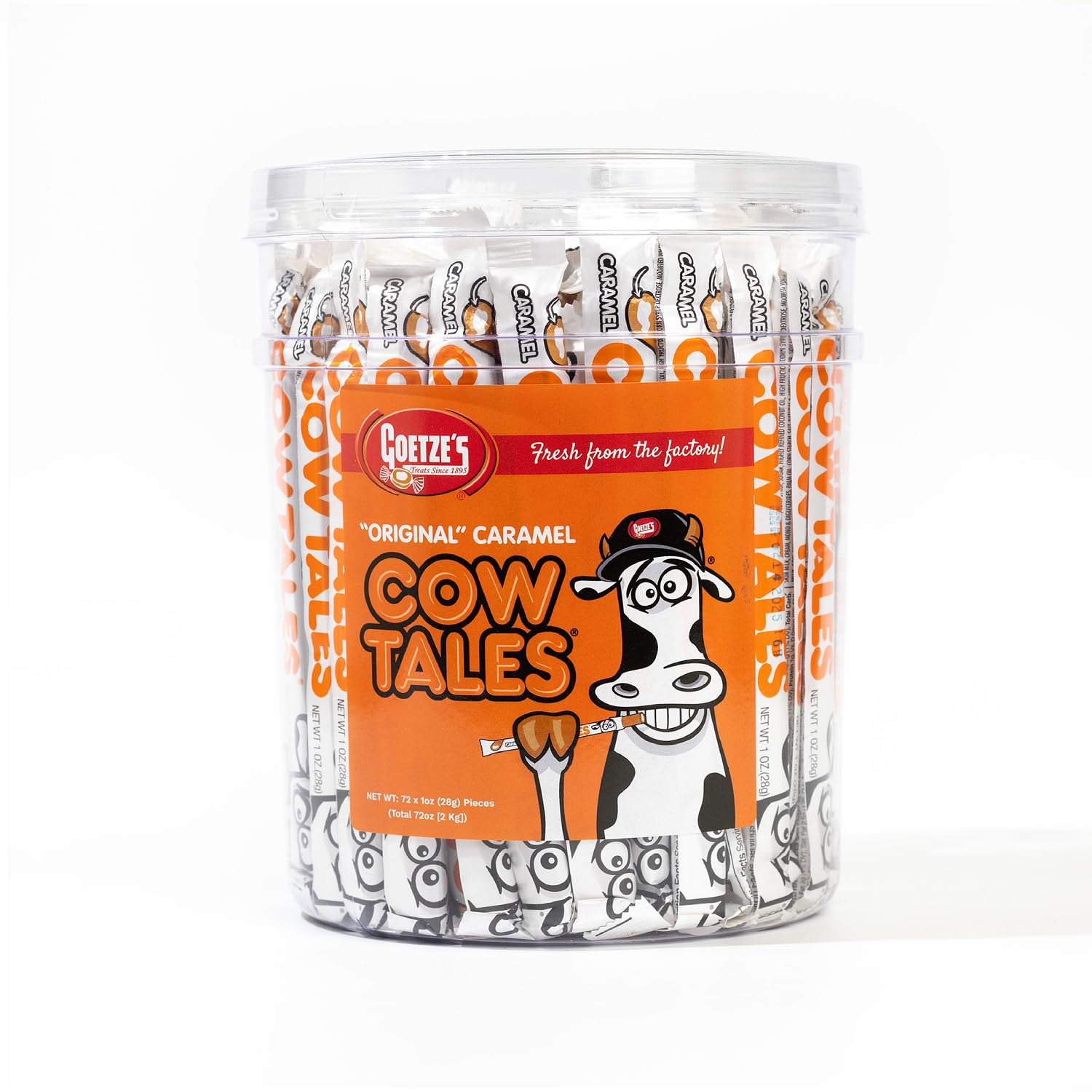 Goetze s Candy Vanilla Cow Tales - 4.5 Pound Canister (72 Ounces) - Fresh from the Factory
