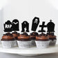 Domoo Of Dreams Halloween Tombstone Cupcake Toppers Glitter Rip Spooky Skull Food Picks Cemetery Graves Zombie Birthday Party De