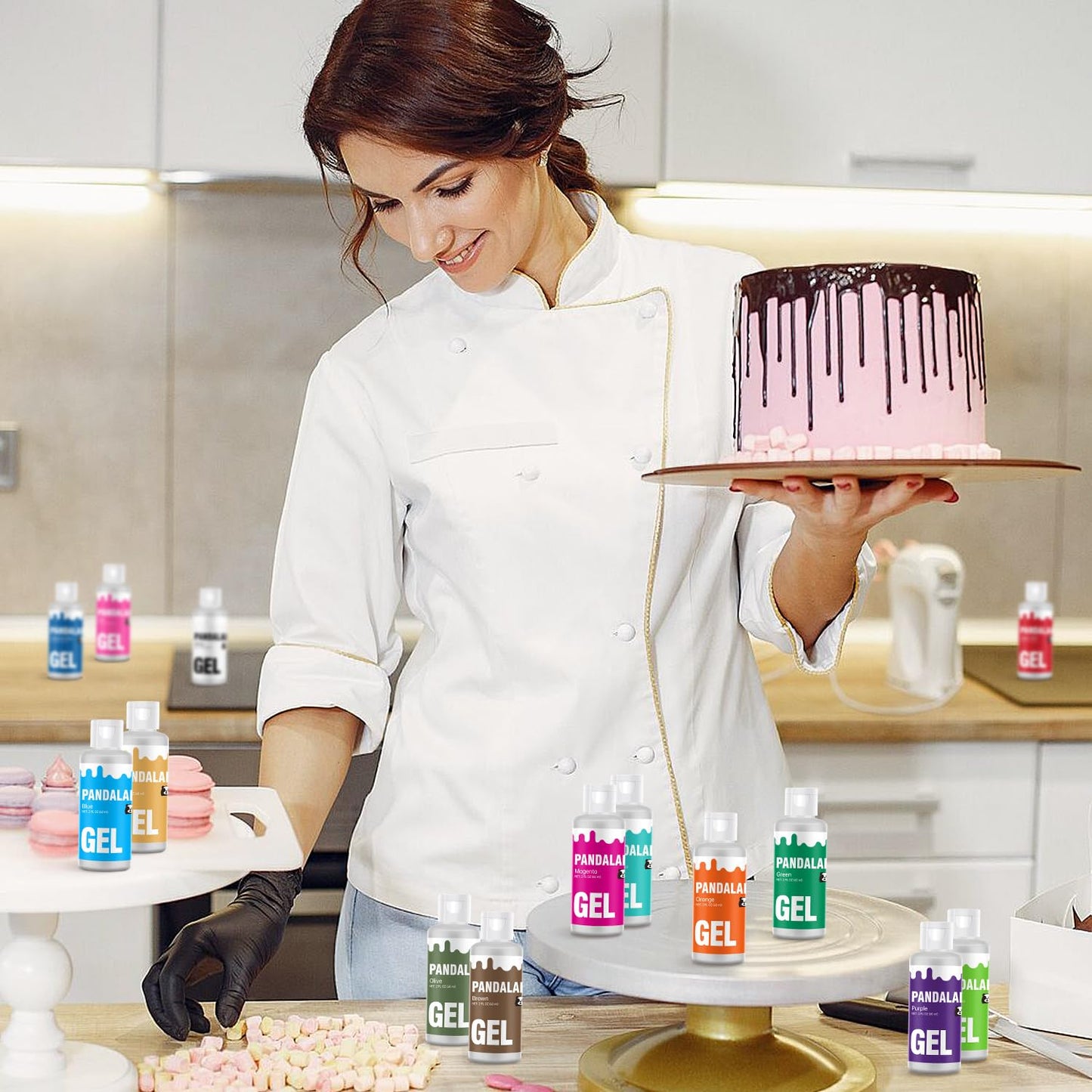 Pink Gel Food Coloring - Pandalab 2 Ounce High Concentrated Food Dye For Baking, Cake, Cookie, Fondant, Icing, Easter Egg, Macar