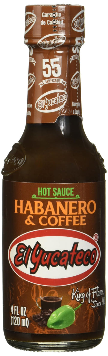 El Yucateco Coffee Habanero Hot Sauce, 4 oz (Pack of 6) - Authentic Mexican Hot Sauce with Roasted Coffee Flavor, Gourmet Gift f