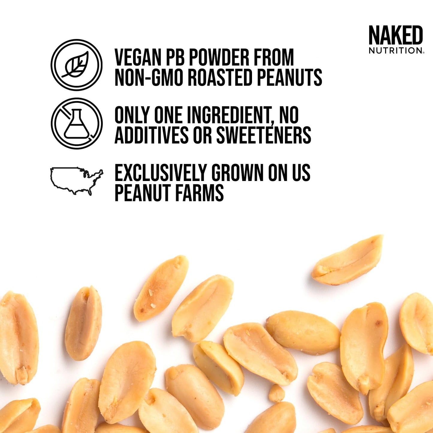 Naked Nutrition Organic Powdered Peanut Butter, 24 oz - Vegan, No Additives, Preservative-Free, Roasted Peanuts, 45 Servings