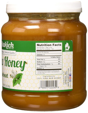 Stakich Buckwheat Antioxidant Raw Honey - Pure, Unprocessed, Unheated, Kosher (5 Pound)