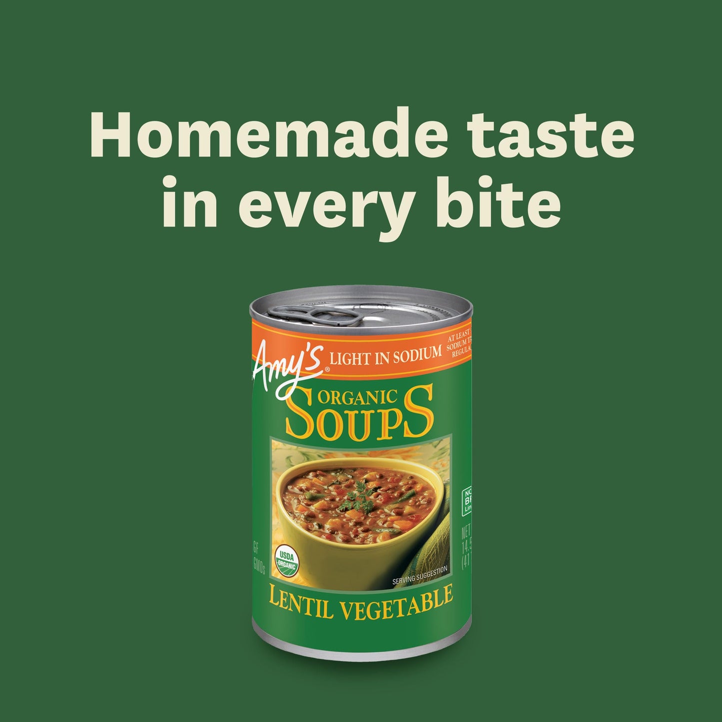 Amys Vegan Light in Sodium Lentil Vegetable Soup, Gluten Free, 14.5 Oz (6 Pack)