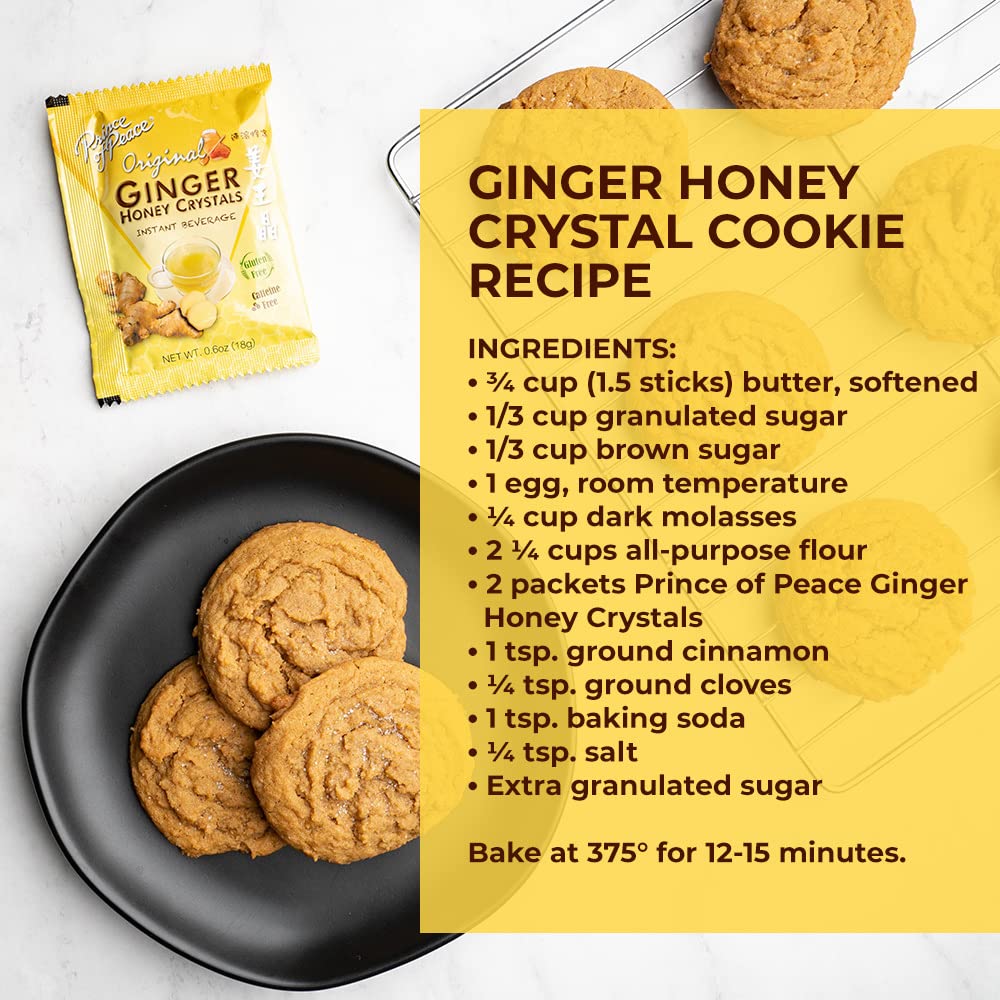 Prince Of Peace Instant Ginger Honey Crystals, 10 Sachets - Hot or Cold Beverage, Original Flavor