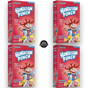 Hawaiian Punch Juicy Red Sugar-Free Powdered Drink Mix 4 Count of 8 packets each for Total of 32 Sticks bundle packaged by D'Eli