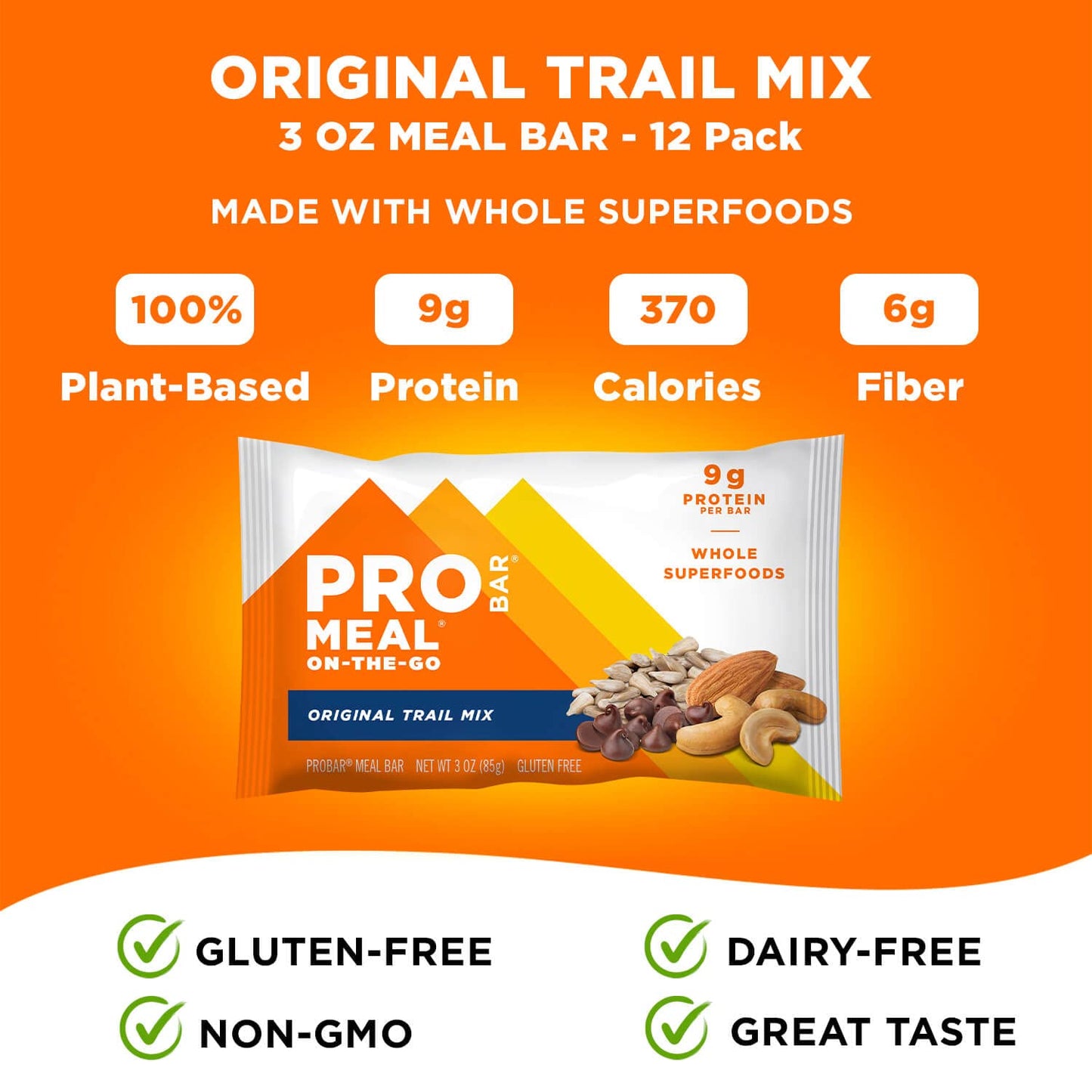 Probar - Meal Bar, Original Trail Mix, Non-Gmo, Gluten-Free, Healthy, Plant-Based Whole Food Ingredients, Natural Energy, 3 Ounc