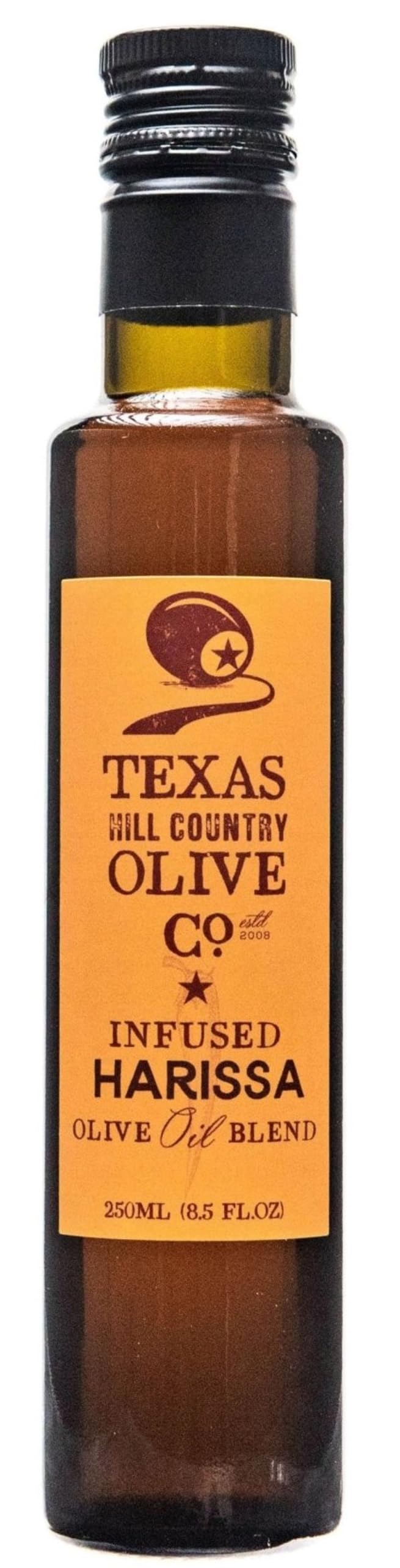 Texas Hill Country Olive Co Harissa Infused Olive Oil - Cold Pressed Gourmet EVOO Olive Oil - Great for Dressing Dipping Marinad