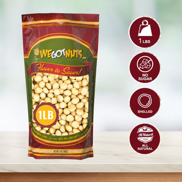 We Got Nuts Raw Macadamia Nuts - Shelled & Unsalted - 1 lb Resealable Pouch