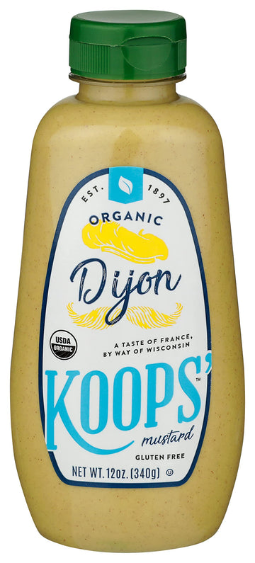 Koops' Organic Dijon Mustard – Dijon Seasoning, Gluten-Free, Kosher, Non-Gmo, Usda Certified Organic Mustard Sauce, Made In The Usa, From Quality Mustard Seeds – 12 Oz, Pack Of 1