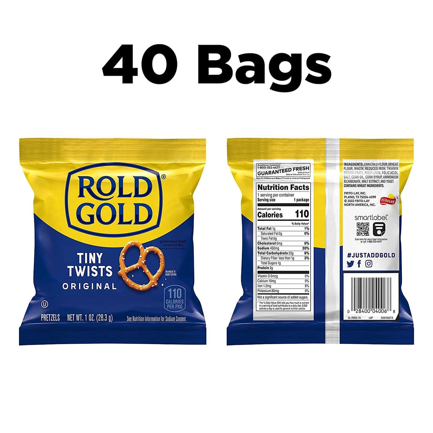 Rold Gold Pretzels, Tiny Twists, 1oz Bags (40 Pack)
