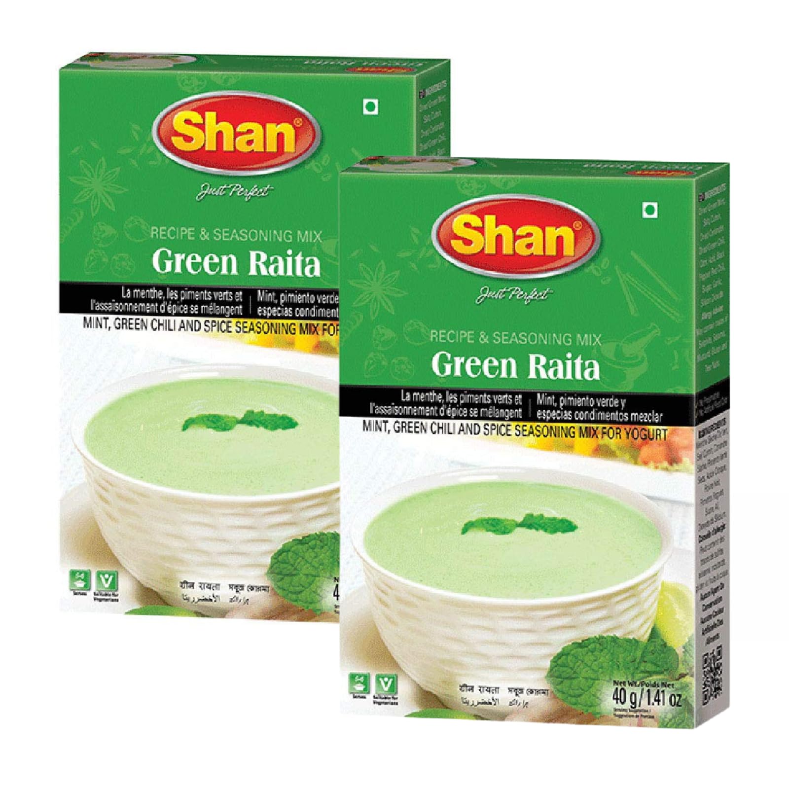 Shan Green Raita Seasoning Mix, Mint & Green Chili, 1.41 oz (Pack of 2)