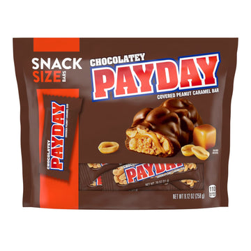Payday Chocolatey Peanut Caramel Snack Size, Candy Bag, 9.12 Oz