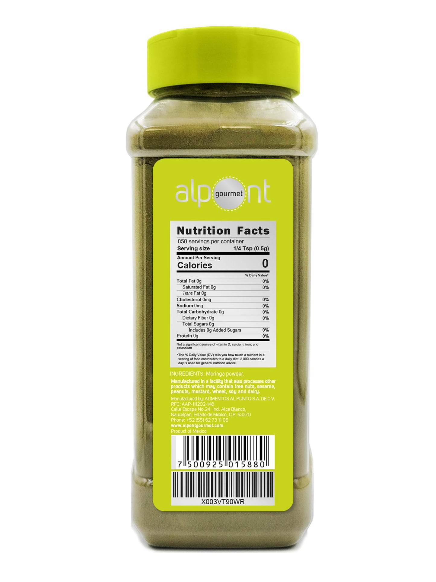 Alpont Gourmet, Moringa Powder 15Oz (425G), All Natural, Non-Gmo, Superfood, Packed To Keep It Fresh, Premium Quality