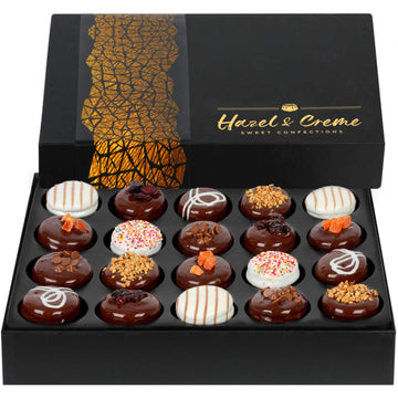 Hazel & Creme Chocolate Cookie Gift Box - 20 Count Chocolate Covered Cookies - Gourmet Food Gift for Him or Her