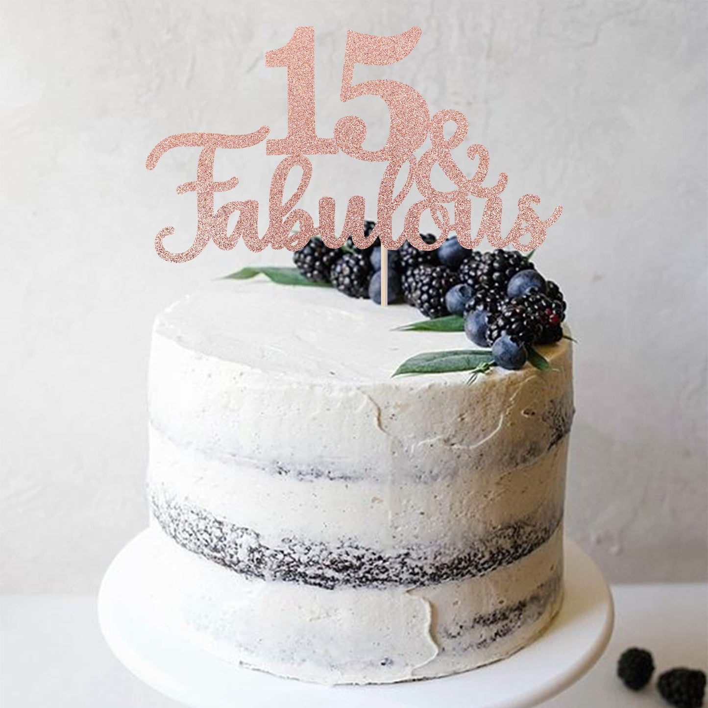 1 Pcs 15 & Fabulous Cake Topper Glitter Fifteen And Fabulous Cake Toppers Happy 15Th Birthday Cake Pick For 15Th Wedding Anniver