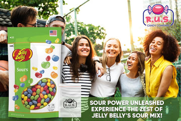 Jelly Belly Sours Mix Jelly Bean - 9.8Oz Bag With R.U.S. Candy Pocket Size Travel Bag + 3 R.U.S. Candy Cards (Sours)