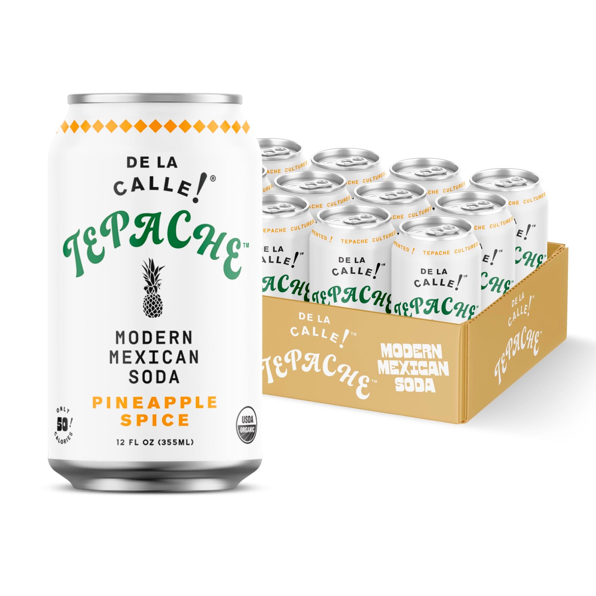 De La Calle Tepache - Pineapple Spice - Modern Mexican Soda - Craft Fermented Pineapple Sparkling Beverage - Certified Organic, Antioxidant Rich, Non- Ic, Healthy Soda, Low Sugar, Low Calorie, Non-Gmo