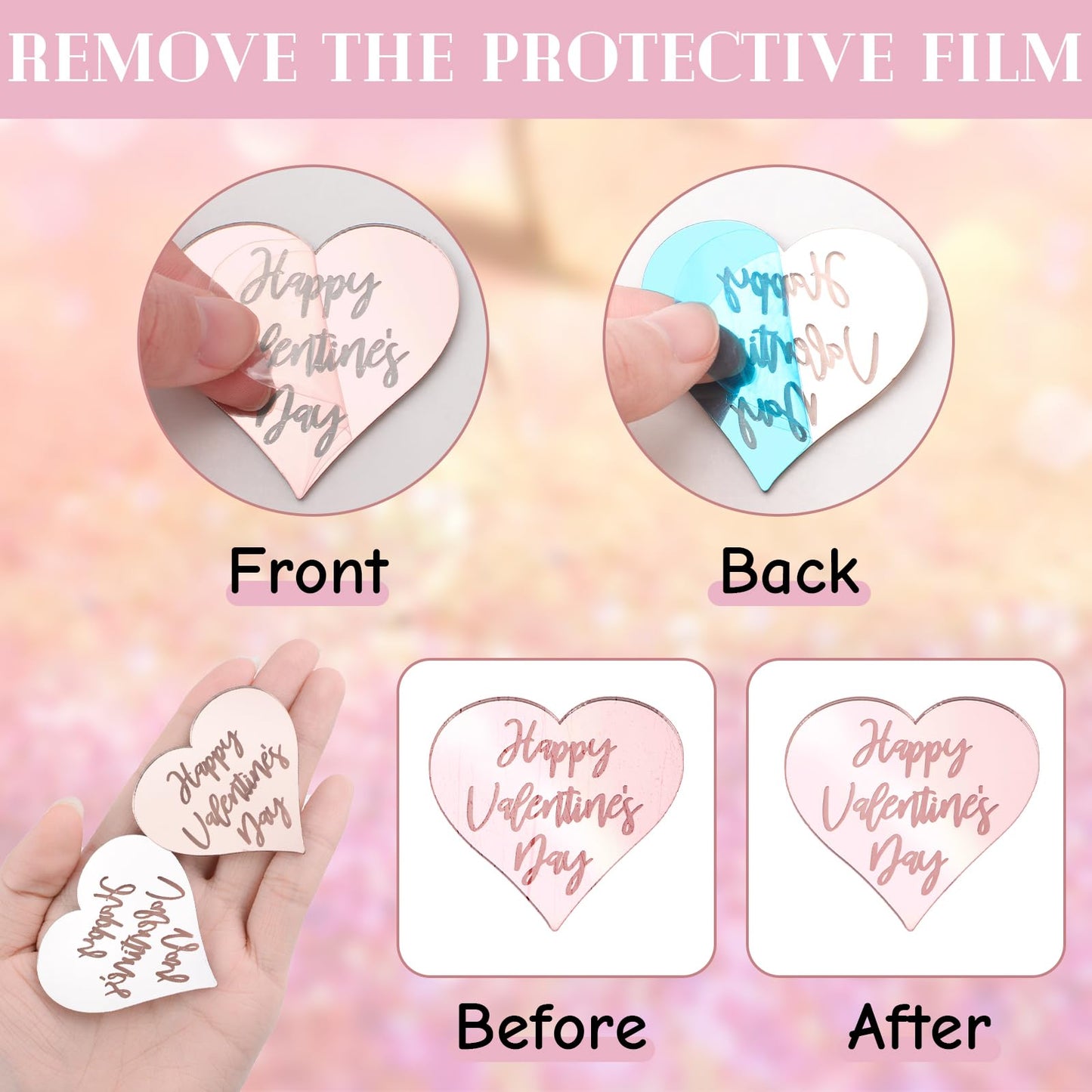 Urroma Happy Valentine'S Day Cupcake Toppers, Rose Gold 20Pcs Sweet Love Theme Valentine'S Day Cupcake For Baby Shower Diy Birth